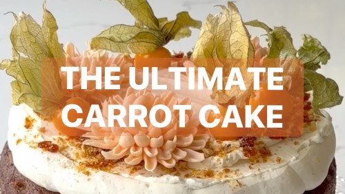 The Ultimate Carrot Cake with cream cheese frosting and walnut praline 
