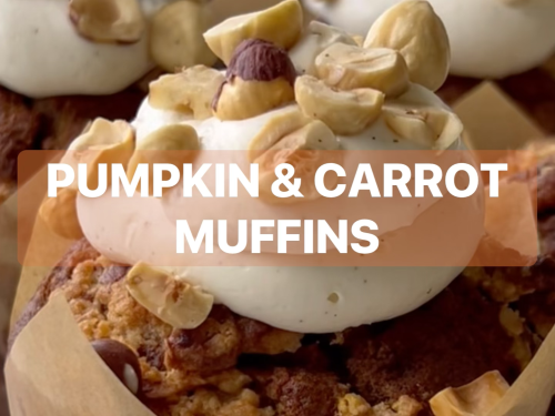 Carrot & Pumpkin Muffins with Cream Cheese Frosting 