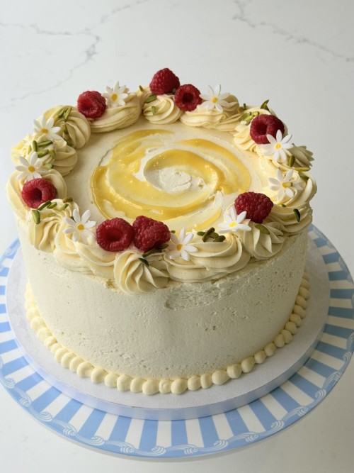Lemon Mascarpone a& Raspberry Layer Cake 